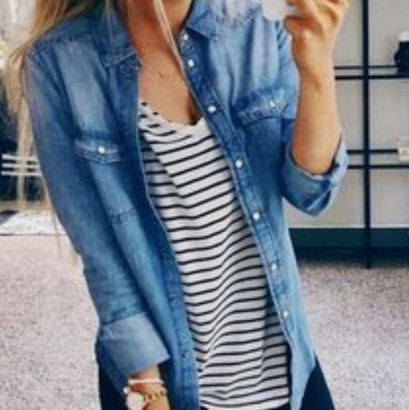 Womens denim blue Old Navy small button down - Picture 2 of 12